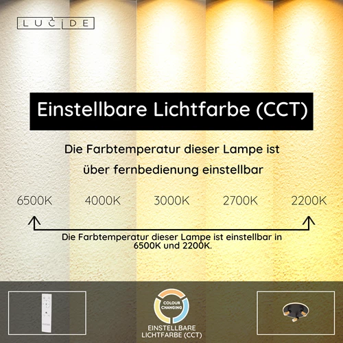 Lucide EVERINA - Deckenleuchte - Ø 40 cm - LED Dim. - CCT - 2200K/6500K - Schwarz | Essential - USP